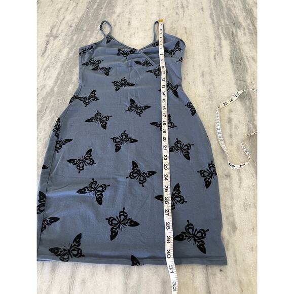 Wild Fable Blue Butterfly Print Knit Mini Dress Size Small Summer Beach - Picture 7 of 8